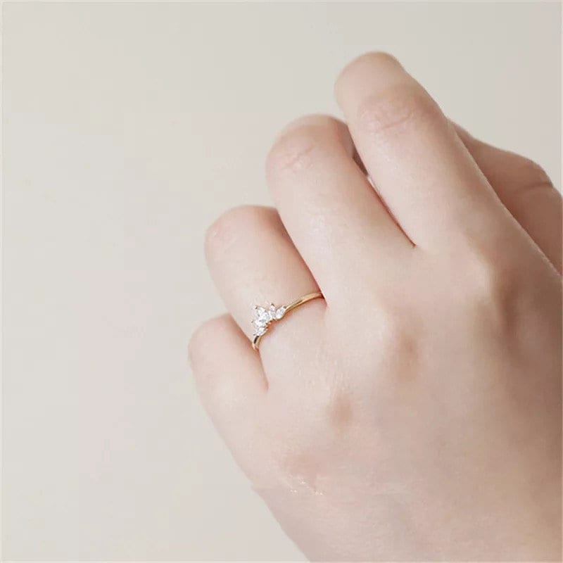 Dainty Arch Ring | Sterling Silver, Gold Plated Curved Ring | CZ Marquise Art Deco Band | Stacking Ring Wedding Band | Vintage Delicate Ring