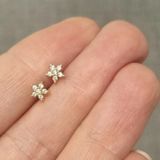 Mini Flower Studs | Tiny Flower Earrings | Sparkly Dainty Earring | Daisy Earring Stud| Small Everyday Earring | Sterling Gift for Daughter