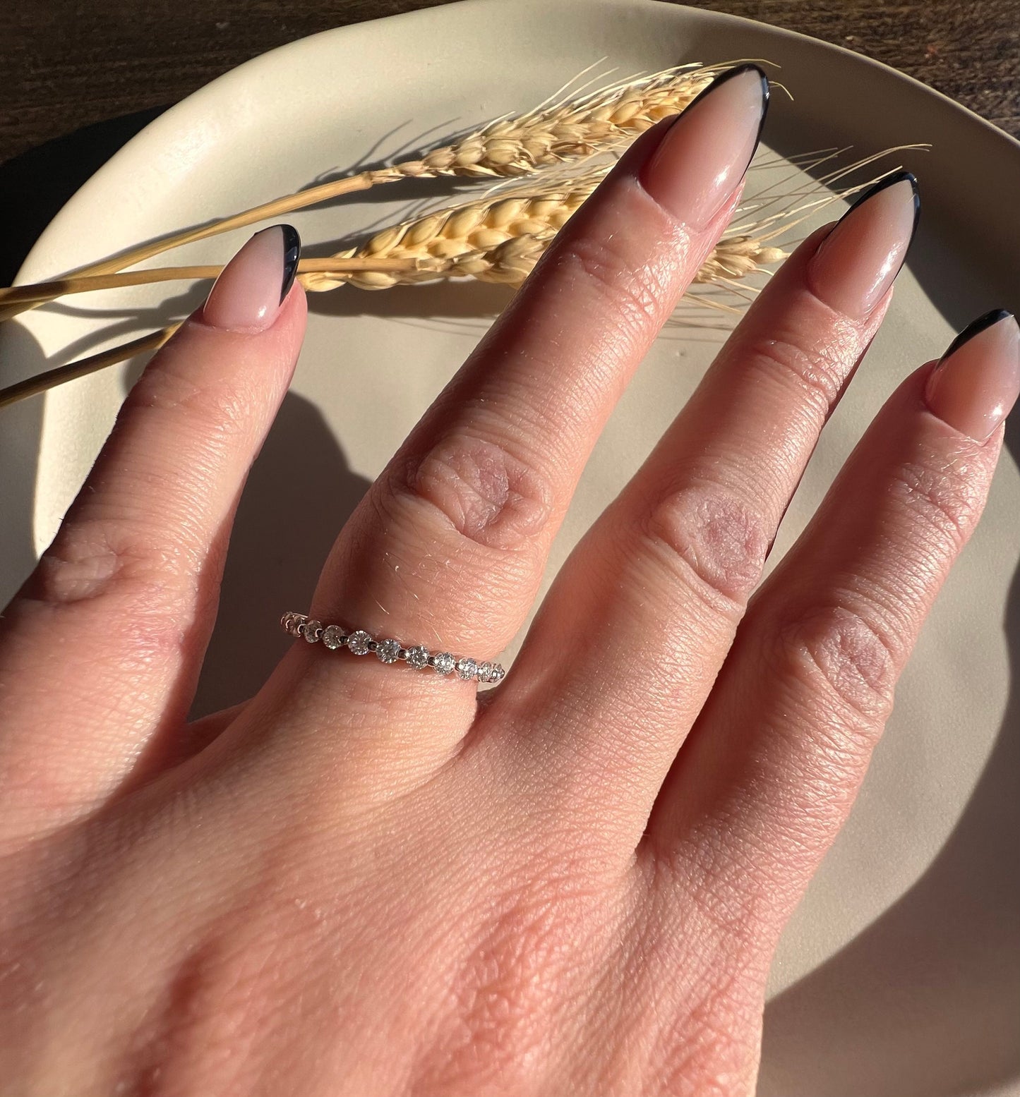 Single Prong Half Eternity Band | 1.8mm Moissanite Wedding Band | Stackable Anniversary Band | Bubble Band | Minimalist Ring | Gift for Her