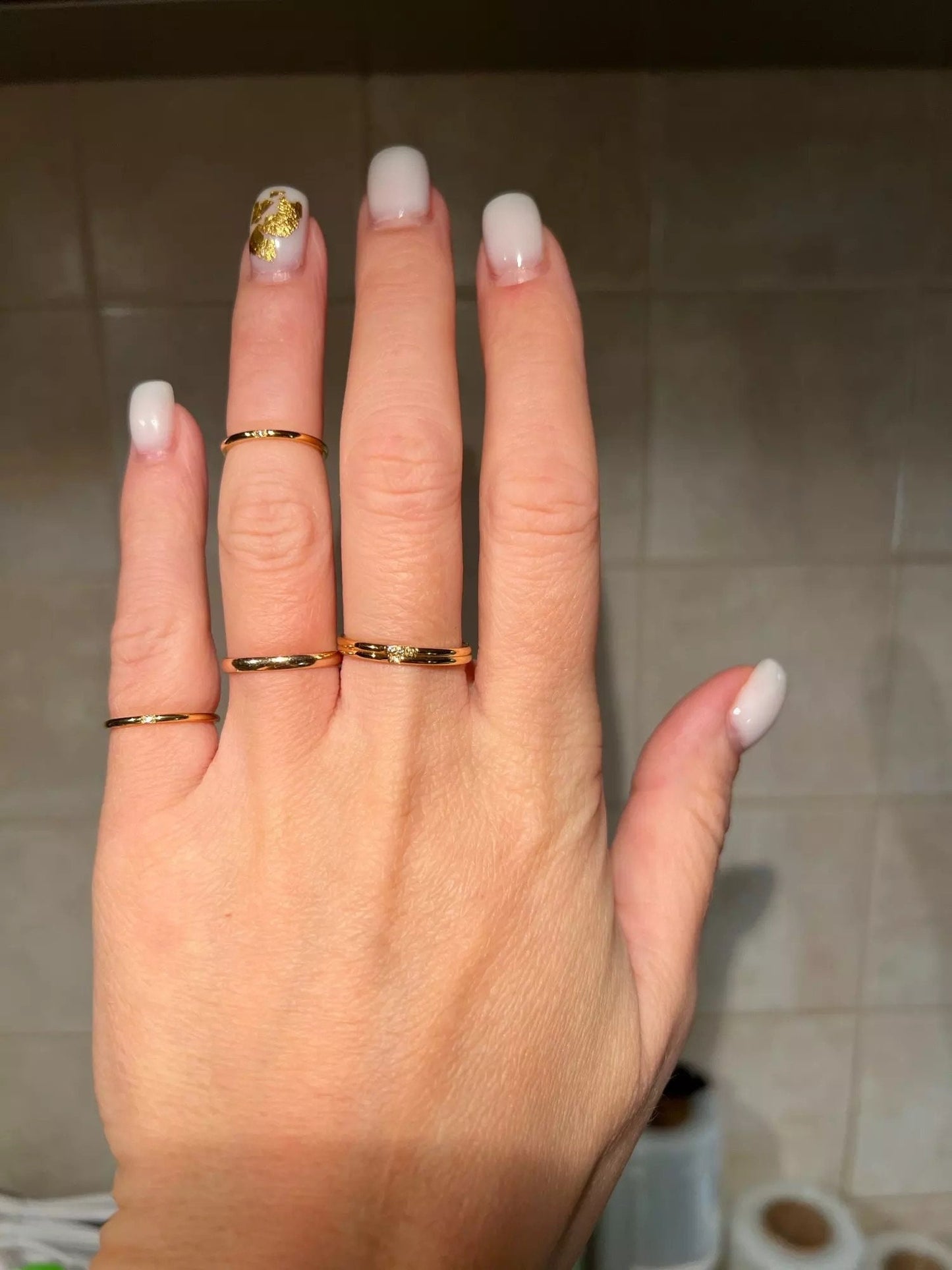 18K Gold Ring, Minimalist Diamond Engagement Ring For Woman, Dainty Gold Ring,Tiny Ring,Thin Ring, Stacking Ring,Statement Ring,Wedding Ring