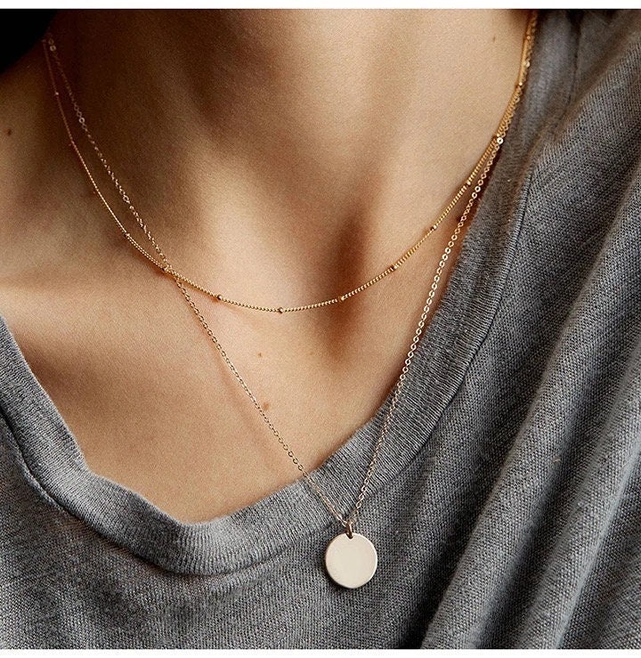 18K Gold Dainty Satellite Necklace | Beaded Necklace | Gold stainless steel necklace | Water, Tarnish Resistant Chain | gift for her