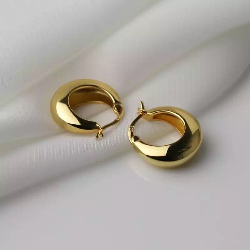 Gold Hoop Earrings| S925 Hoop Earrings | Gold Plated Hoops | Chunky Hoop Earrings | Large Gold Hoop Earrings | Chunky Gold Huggies | Gift He