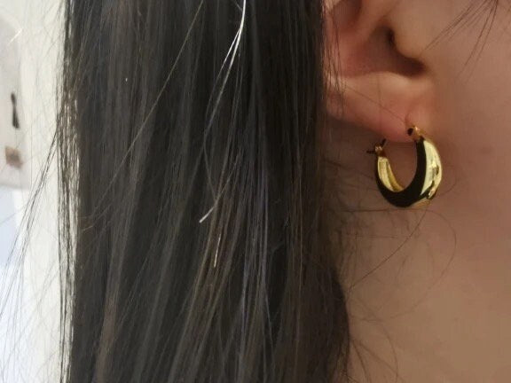 Gold Hoop Earrings| S925 Hoop Earrings | Gold Plated Hoops | Chunky Hoop Earrings | Large Gold Hoop Earrings | Chunky Gold Huggies | Gift He