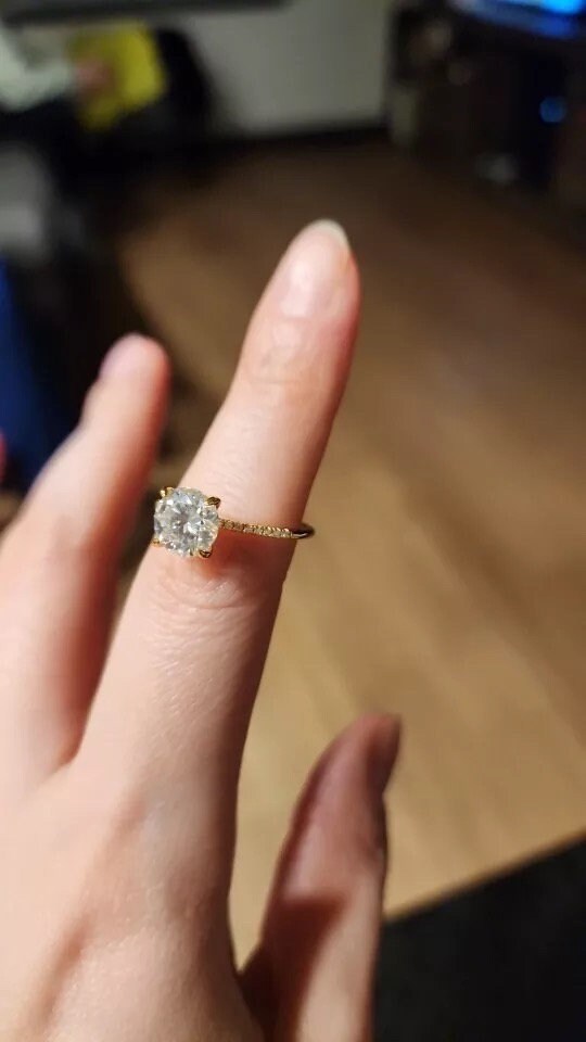 2ct Classic Pave Solitaire Engagement Ring, 4 Prong Wedding Ring, Promise Ring, BridalRing, Sterling Silver | D, VVS1, S925, 10K, 14K | Gift