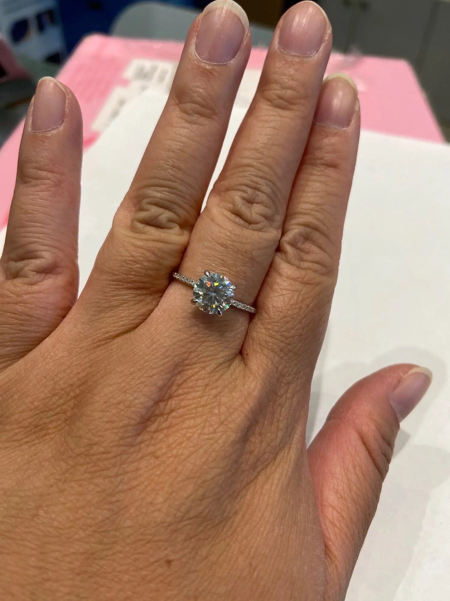 2ct Classic Pave Solitaire Engagement Ring, 4 Prong Wedding Ring, Promise Ring, BridalRing, Sterling Silver | D, VVS1, S925, 10K, 14K | Gift