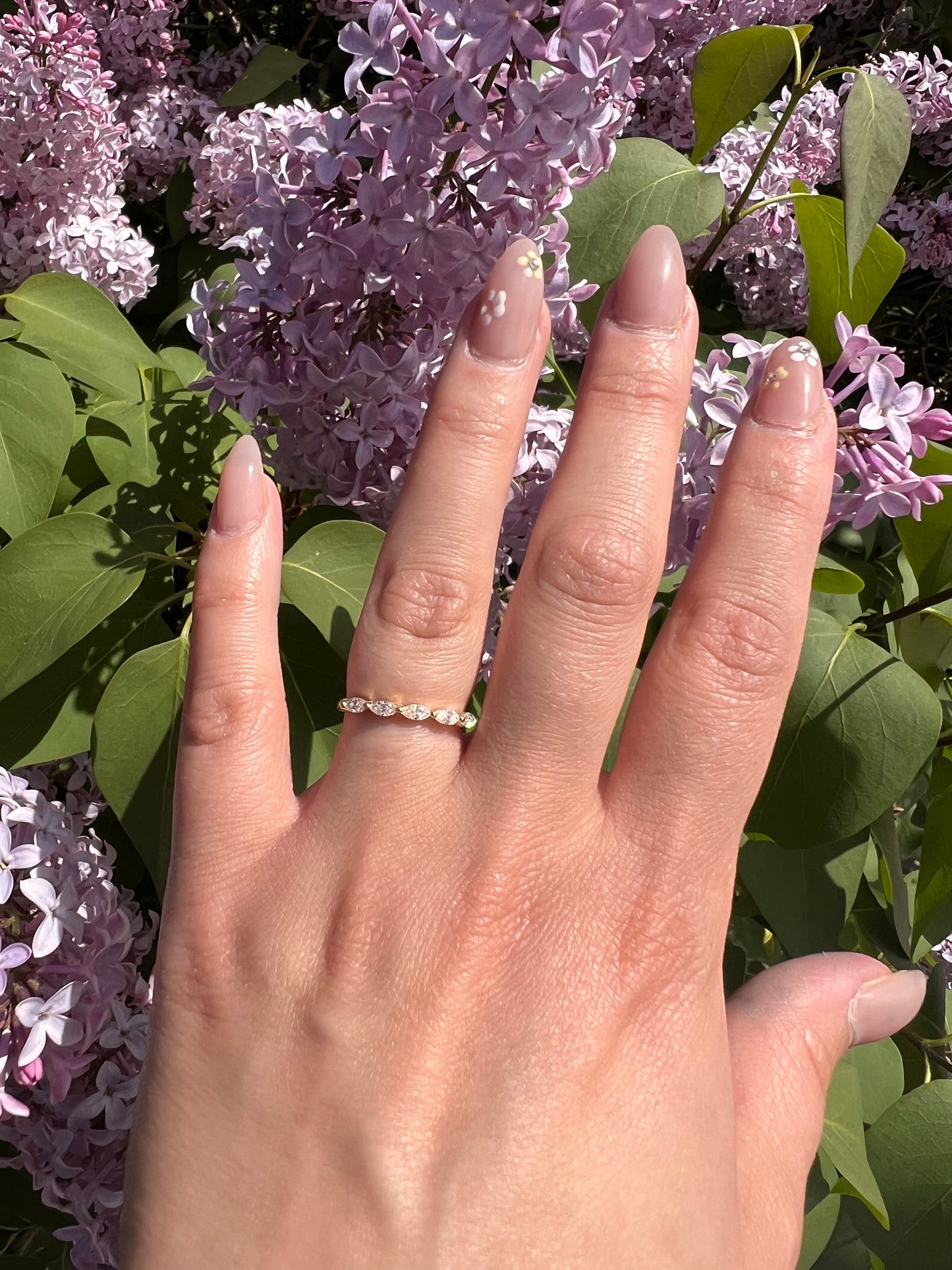 Marquise Wedding Band |Vintage Yellow Gold Stacking Band |Marquise Moissanite Half Eternity Matching Band Antique Anniversary Ring | For Her