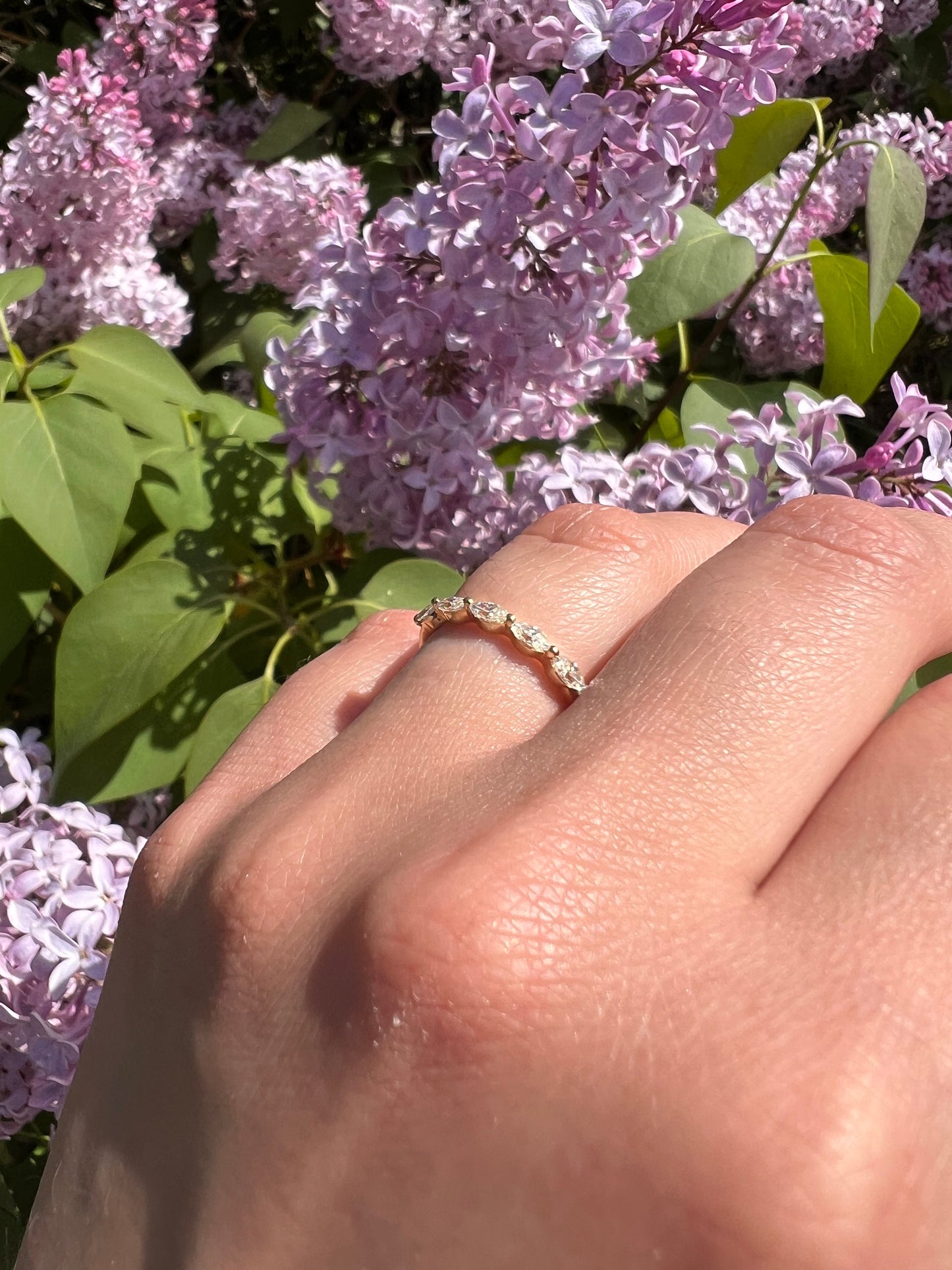 Marquise Wedding Band |Vintage Yellow Gold Stacking Band |Marquise Moissanite Half Eternity Matching Band Antique Anniversary Ring | For Her