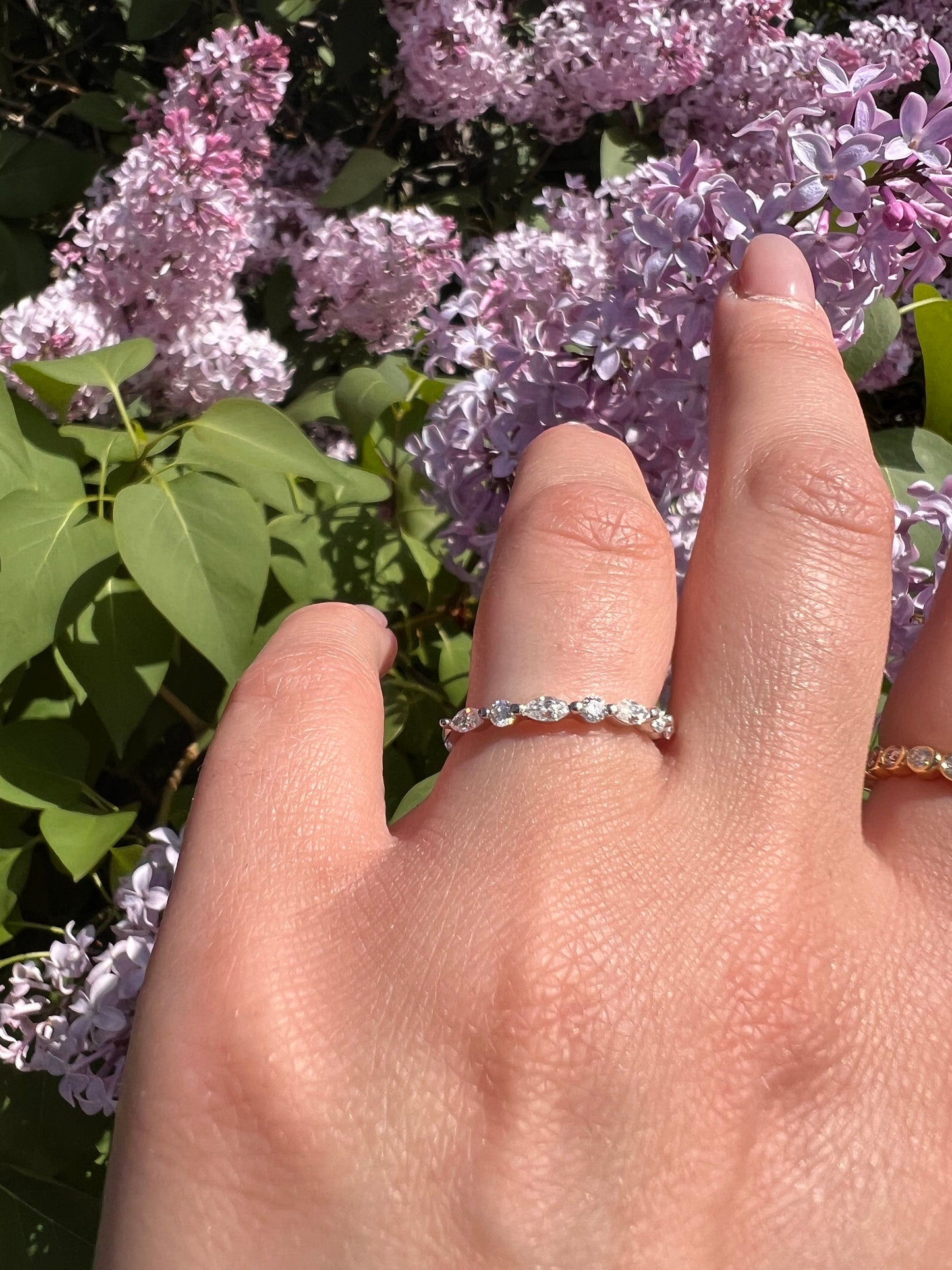Art Deco Wedding Band |Vintage Yellow Gold Stacking Band |Marquise Moissanite Half Eternity Matching Band Antique Anniversary Ring | For Her
