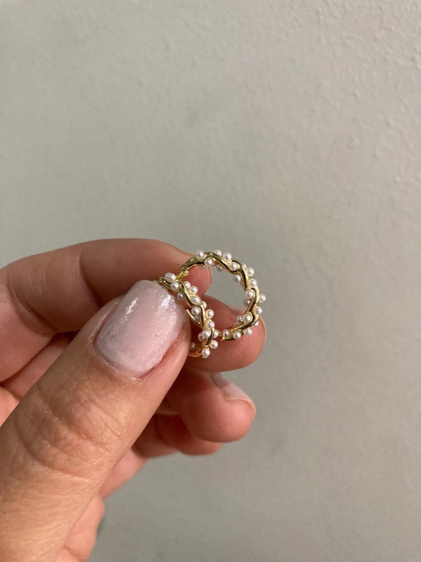 Gold Pearl Hoop Earrings |Gold Plated Hoops |Pearl Earrings |Small Hoop Earrings |Delicate Gold Hoop Earrings |Pearl Gold Huggies | Gift Her