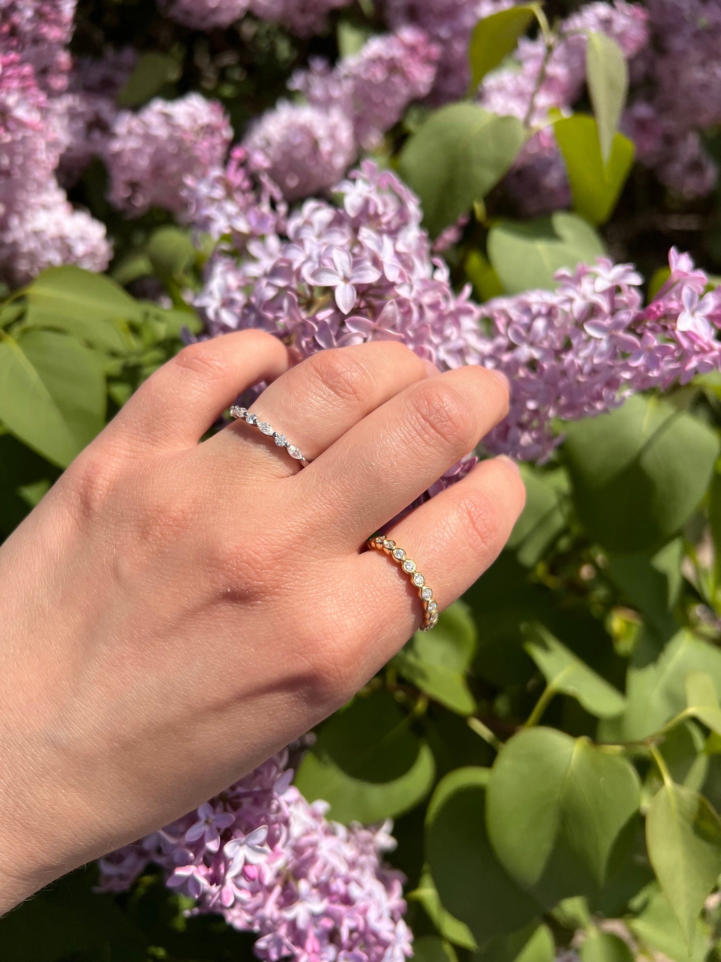 Bezel Round Moissanite Band | Eternity Stacking Ring | Bezel Wedding Ring Women | Sterling Silver .925 Round Bezel 2mm Moissanite Eternity