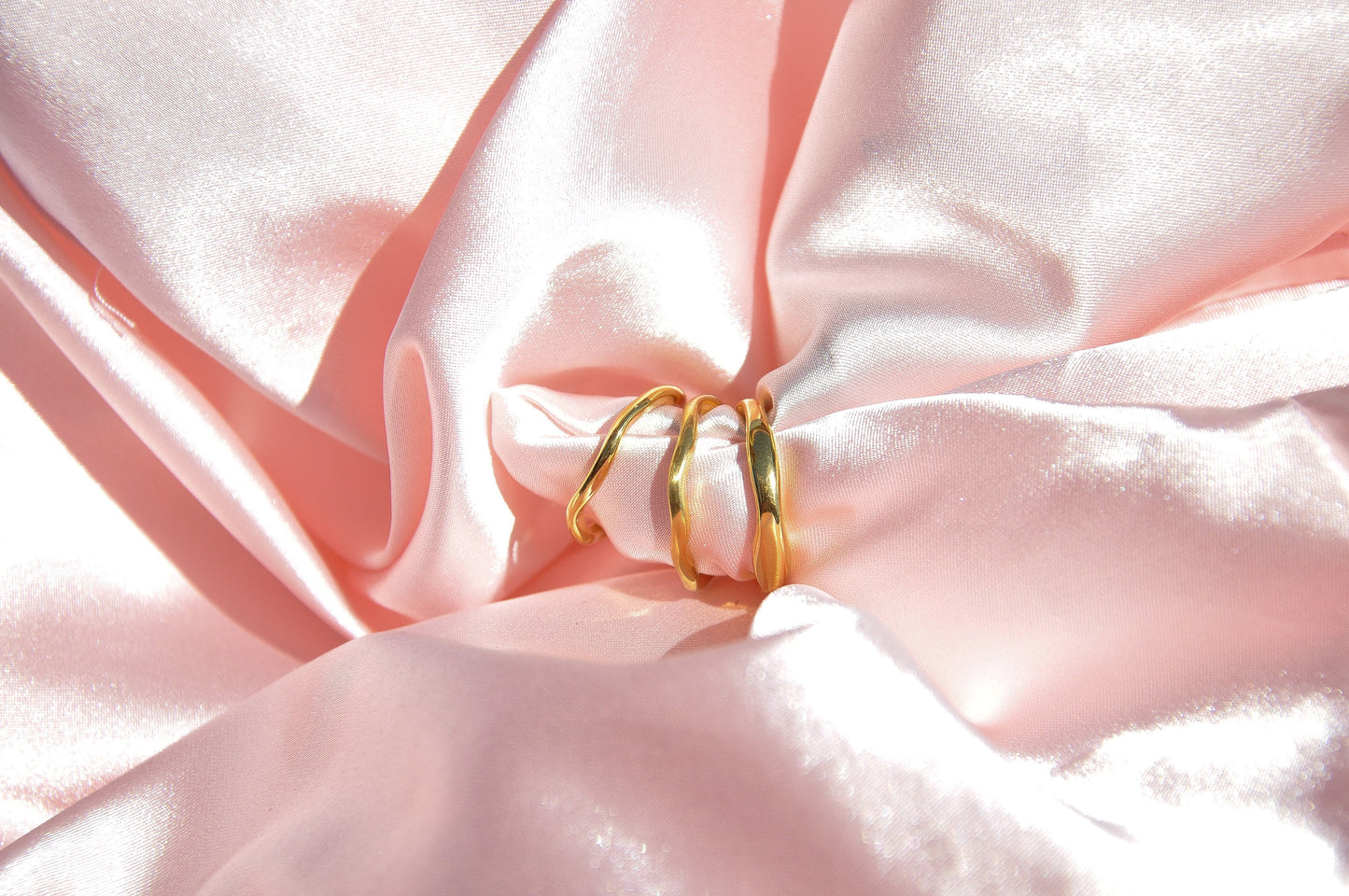18K Gold Ring Non-tarnish Gold Ring | 18k Gold Filled Wave Rings | Irregular Shape Stacking Rings | Stainless Steel Gold