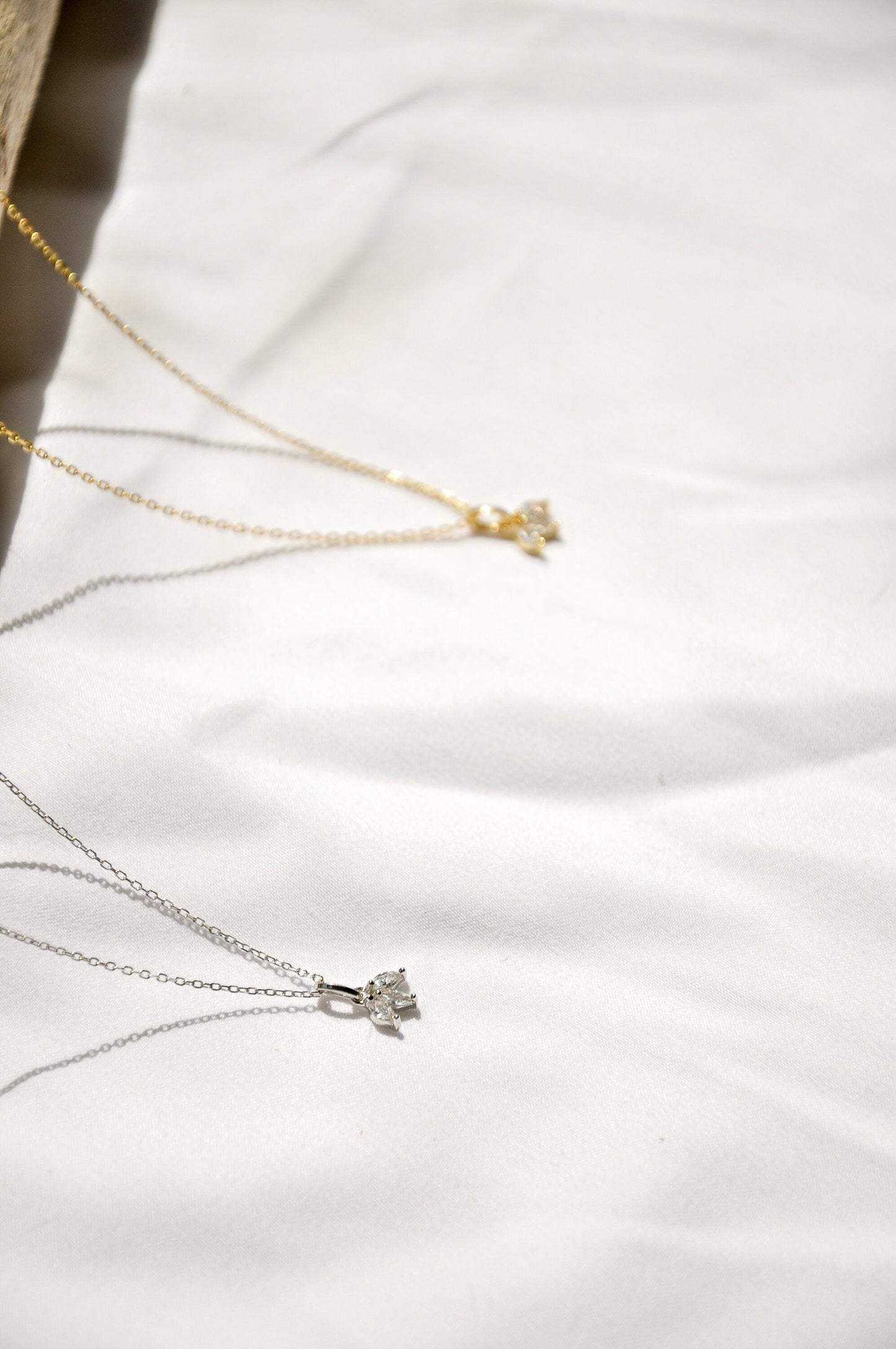 Dainty Marquise 3 Stone Necklace | Sterling Silver, Gold Plated Necklace | Marquise Art Deco Choker | Vintage Delicate Necklace | Matching