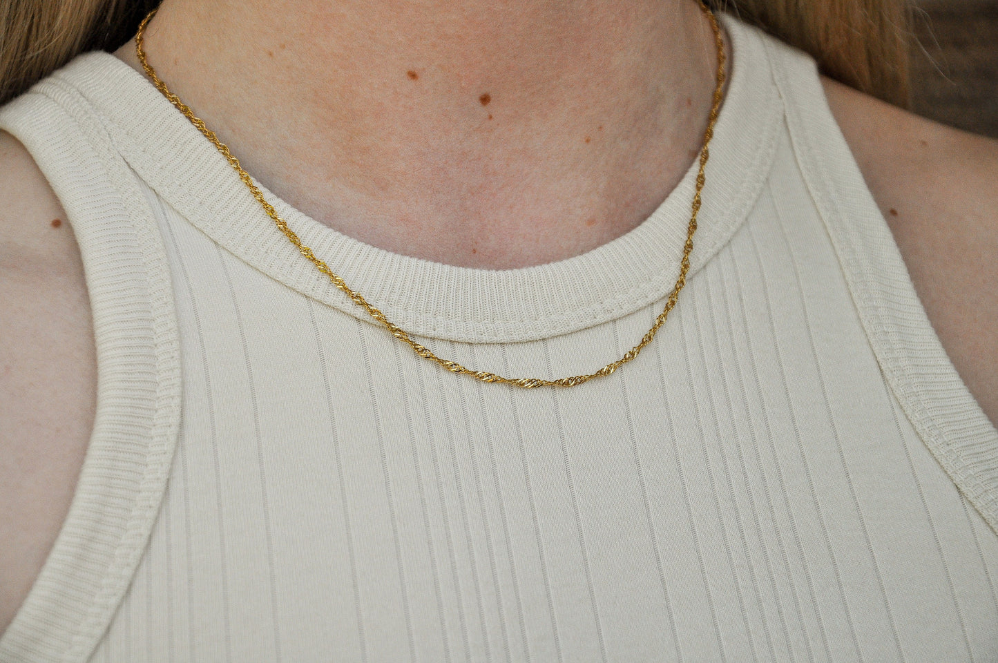 Dainty 18K Yellow Gold Layering Necklace | Singapore Laying Statement Necklace |Thin Gold Women Chain | Gold Bracelet | Bridesmaid Gift