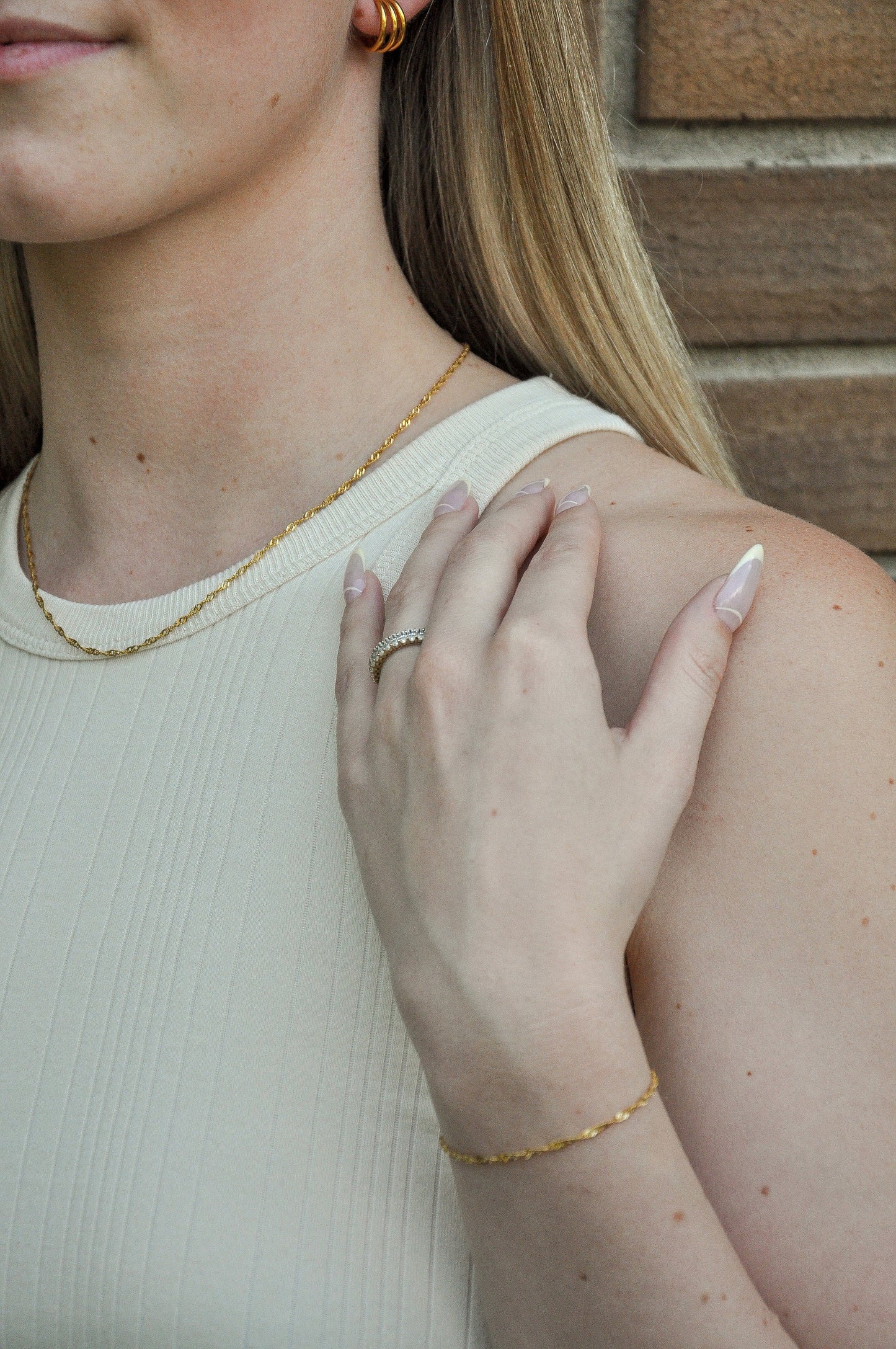 Dainty 18K Yellow Gold Layering Necklace | Singapore Laying Statement Necklace |Thin Gold Women Chain | Gold Bracelet | Bridesmaid Gift