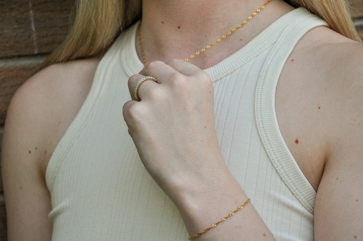 Dainty 18K Yellow Gold Layering Necklace | Singapore Laying Statement Necklace |Thin Gold Women Chain | Gold Bracelet | Bridesmaid Gift