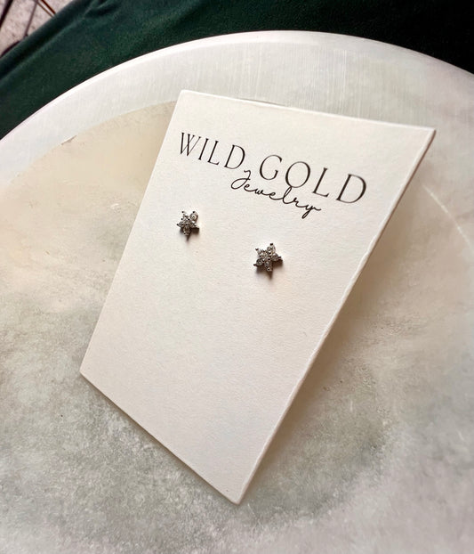 Diamond Flower Studs