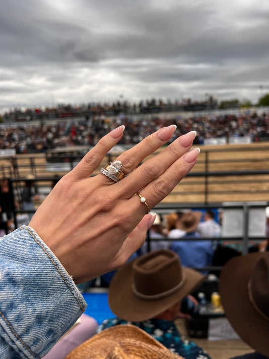 Emerald Bezel Moissanite Band