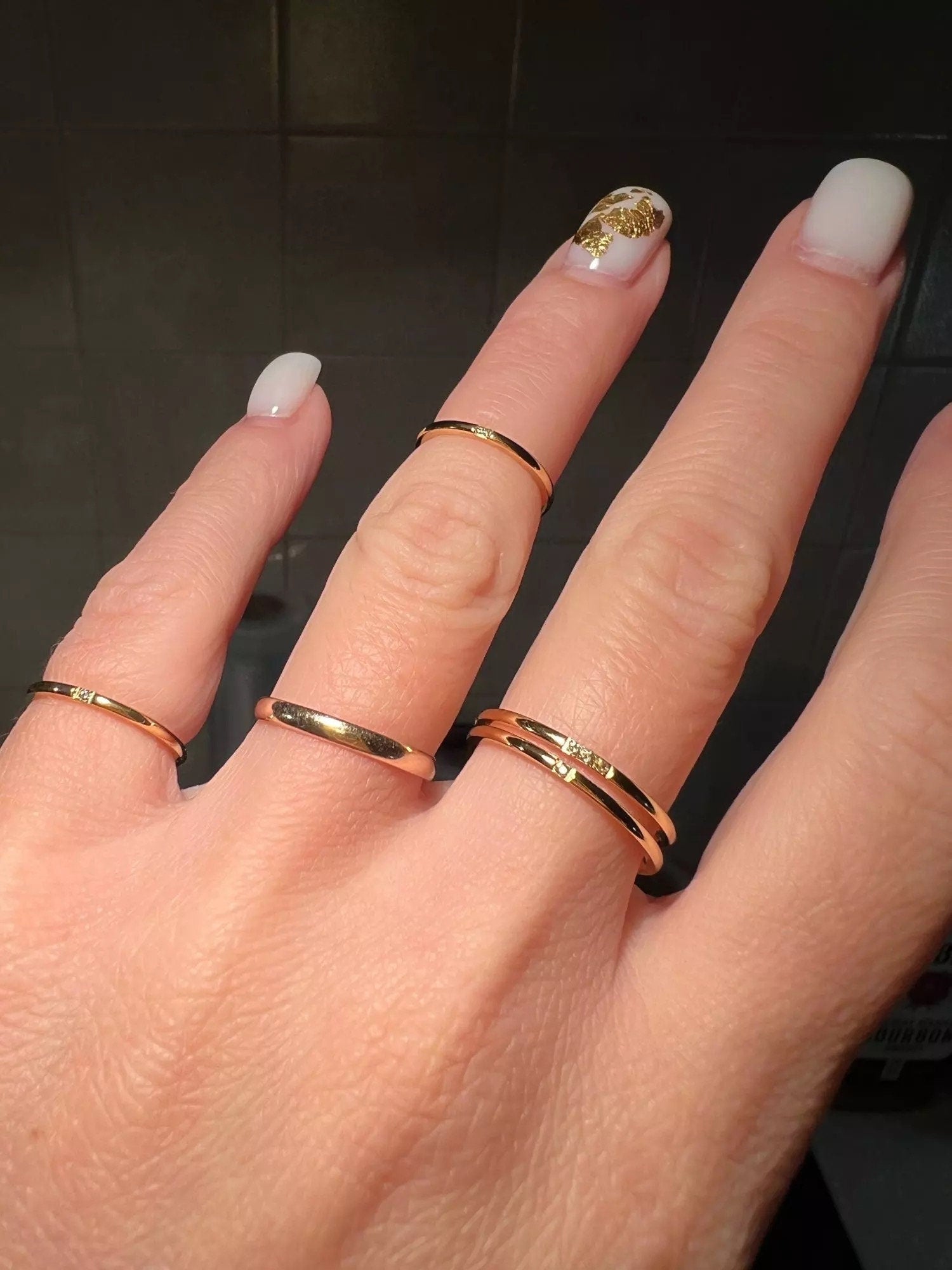 18K Gold Ring, Minimalist Diamond Engagement Ring For Woman, Dainty Gold Ring,Tiny Ring,Thin Ring, Stacking Ring,Statement Ring,Wedding Ring