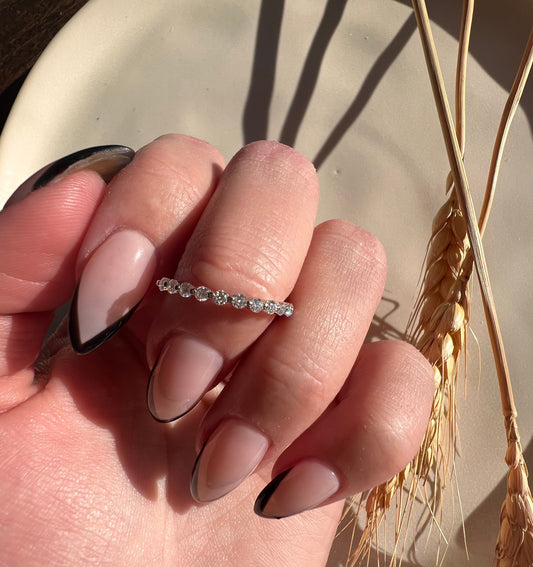 Single Prong Half Eternity Band | 1.8mm Moissanite Wedding Band | Stackable Anniversary Band | Bubble Band | Minimalist Ring | Gift for Her