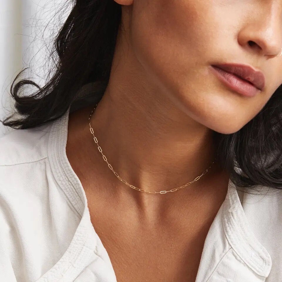 Gold Minimal PaperClip Chain Bracelet | Everyday Jewelry |Delicate Gold Bracelet |Matching Bracelet Necklace |Gift for her | Bridesmaid Gift