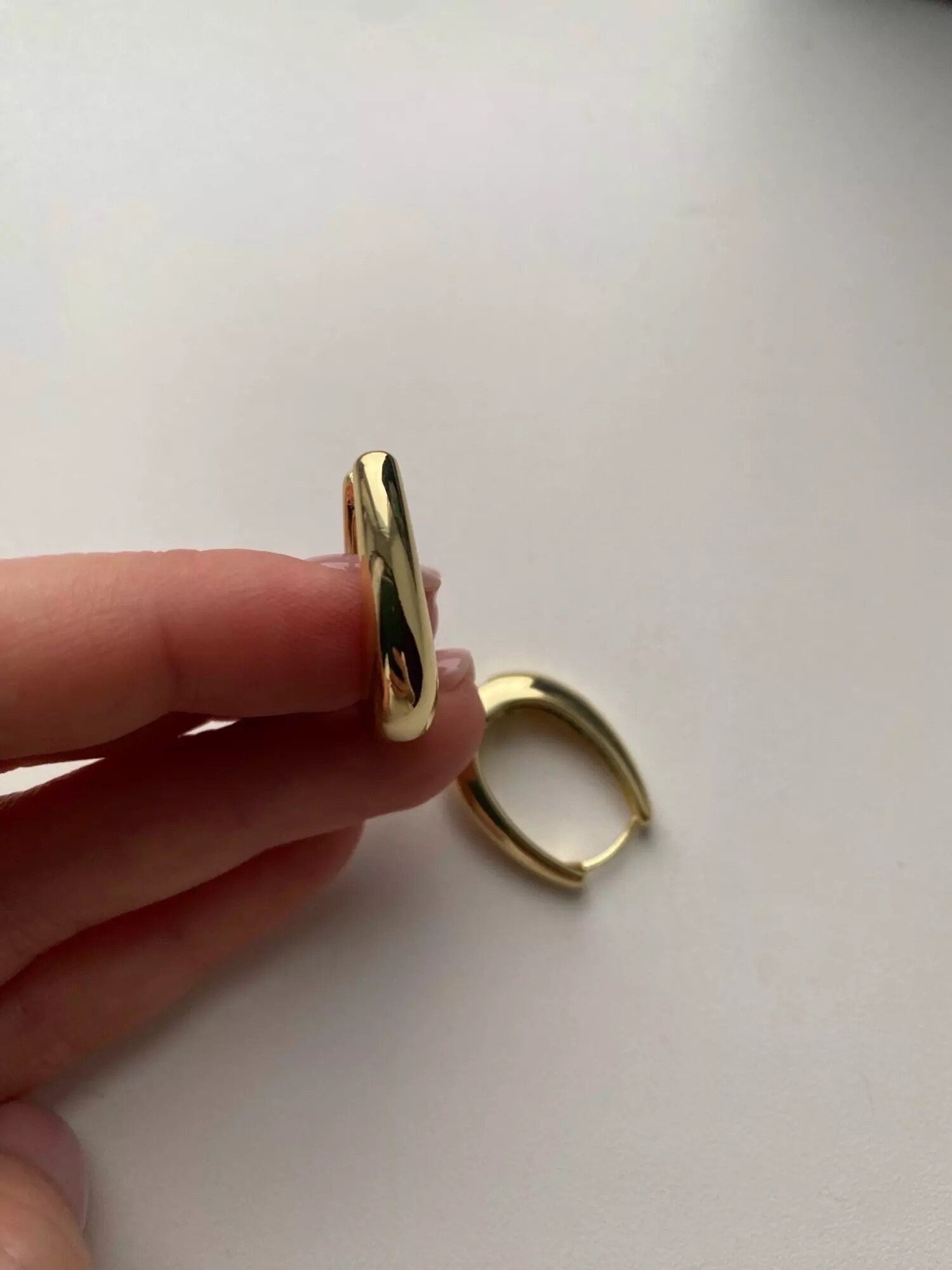 Oval Gold Hoop Earrings| Teardrop Hoop Earrings | Gold Plated Hoops | Chunky Hoop Earrings | Large Gold Hoop Earrings