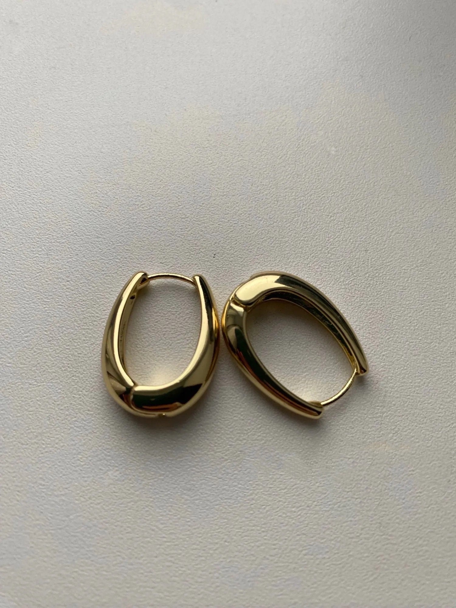 Oval Gold Hoop Earrings| Teardrop Hoop Earrings | Gold Plated Hoops | Chunky Hoop Earrings | Large Gold Hoop Earrings