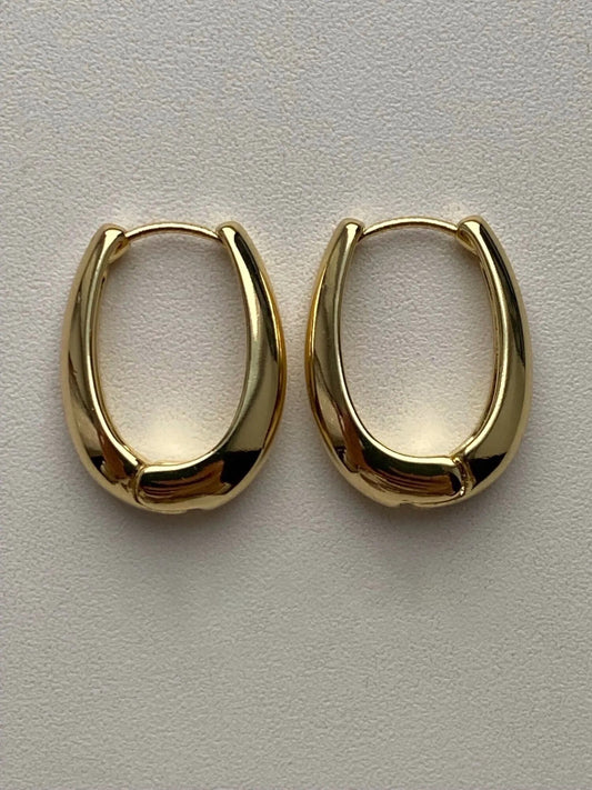 Oval Gold Hoop Earrings| Teardrop Hoop Earrings | Gold Plated Hoops | Chunky Hoop Earrings | Large Gold Hoop Earrings