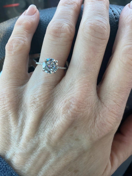 2ct Classic Pave Solitaire Engagement Ring, 4 Prong Wedding Ring, Promise Ring, BridalRing, Sterling Silver | D, VVS1, S925, 10K, 14K | Gift