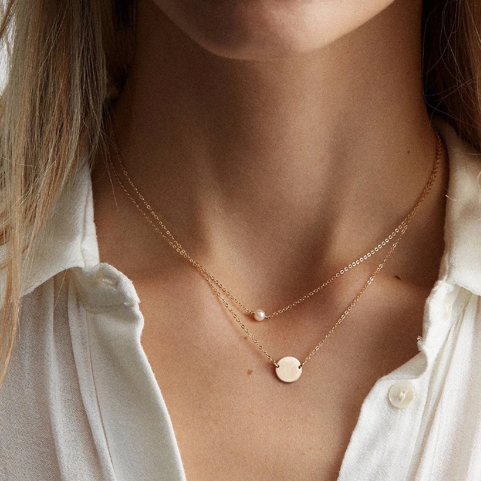 Gold Pearl Layering Chain | Thin Choker Necklace | Dainty Minimal Necklace | Bridesmaid Jewelry | Simple Pearl Chain | Bridal Necklace |Gift