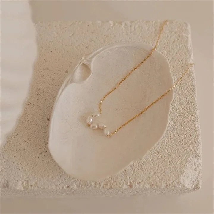 Gold Pearl Layering Necklace | Thin Necklace | Dainty Minimal Necklace | Bridesmaid Jewelry | Simple Pearl Chain | Bridal Necklace |Gift her