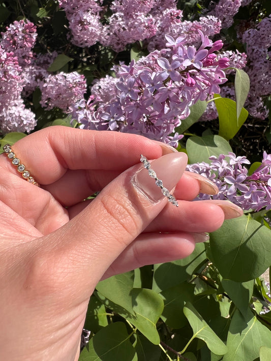 Art Deco Wedding Band |Vintage Yellow Gold Stacking Band |Marquise Moissanite Half Eternity Matching Band Antique Anniversary Ring | For Her