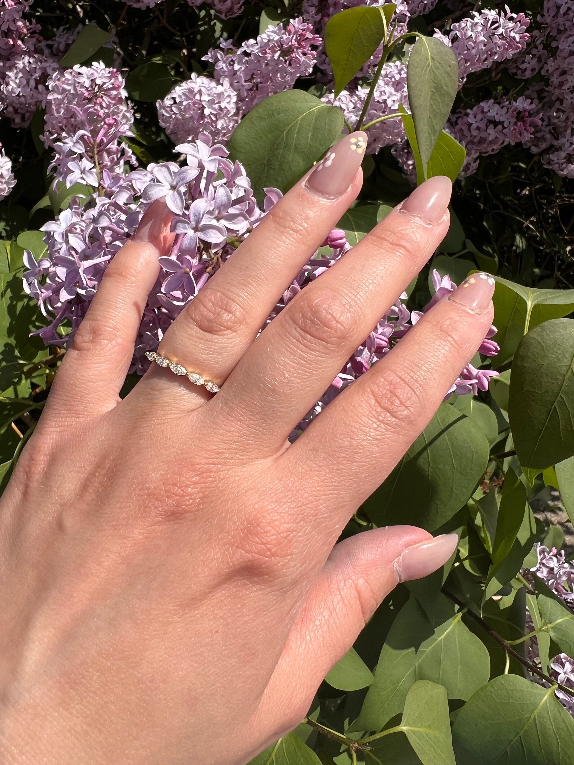 Marquise Wedding Band |Vintage Yellow Gold Stacking Band |Marquise Moissanite Half Eternity Matching Band Antique Anniversary Ring | For Her