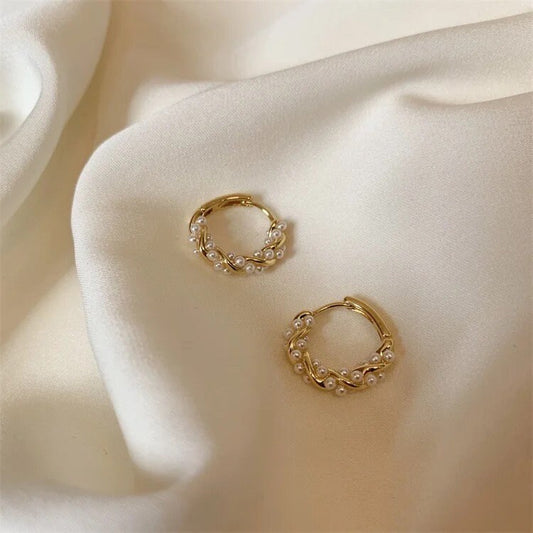 Gold Pearl Hoop Earrings |Gold Plated Hoops |Pearl Earrings |Small Hoop Earrings |Delicate Gold Hoop Earrings |Pearl Gold Huggies | Gift Her