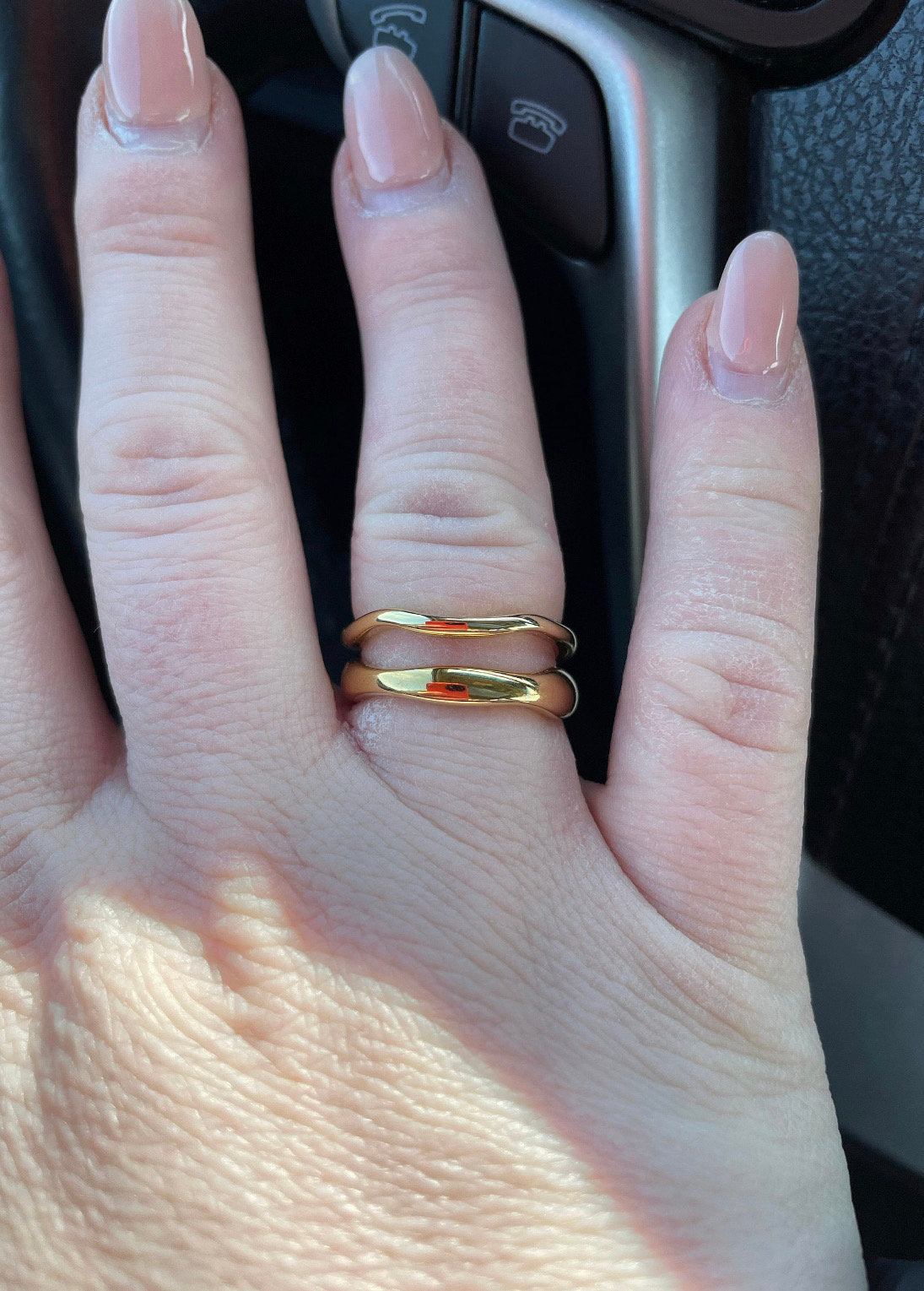18K Gold Ring Non-tarnish Gold Ring | 18k Gold Filled Wave Rings | Irregular Shape Stacking Rings | Stainless Steel Gold