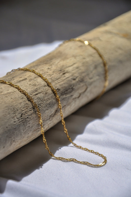 Dainty 18K Yellow Gold Layering Necklace | Singapore Laying Statement Necklace |Thin Gold Women Chain | Gold Bracelet | Bridesmaid Gift